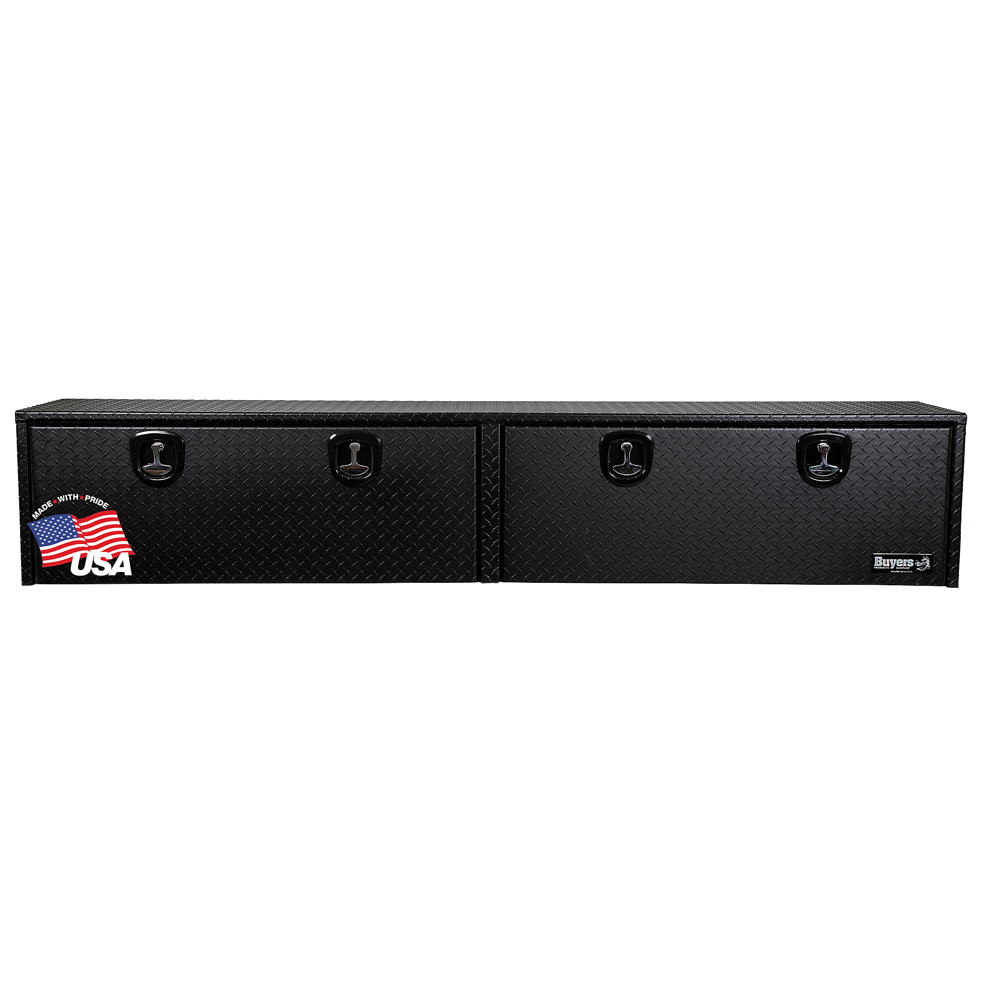 Buyers Products, 96x16x18 Contractor Topsider Truck Bed Tool Job Storage Box, Width 96 in, Material Aluminum, Color Finish Diamond Plate Matte Black, Model# 1722568
